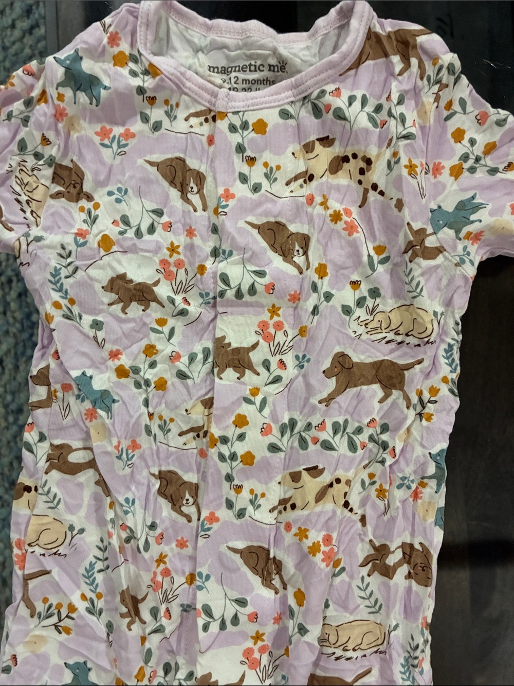 Magnetic Me Lavender Puppy & Floral Baby Onesie